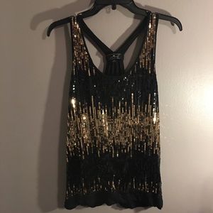 Iris Basic - Black & Gold Sequin Top